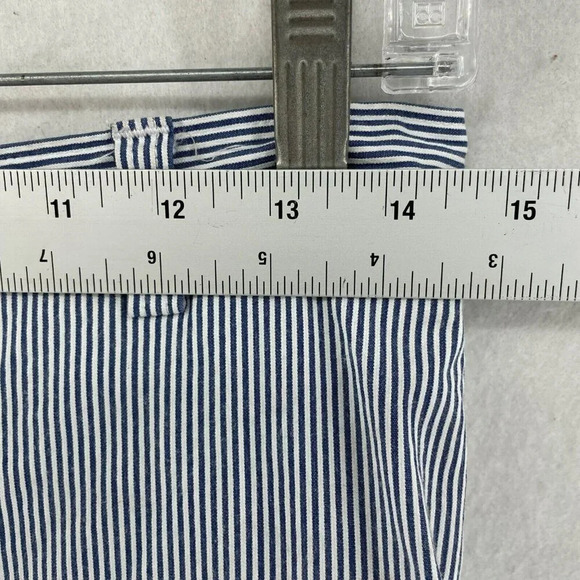 Lands' End Pants Women's Sz 10 Blue White Striped High-Rise Straight Leg Stretch - Picture 3 of 11